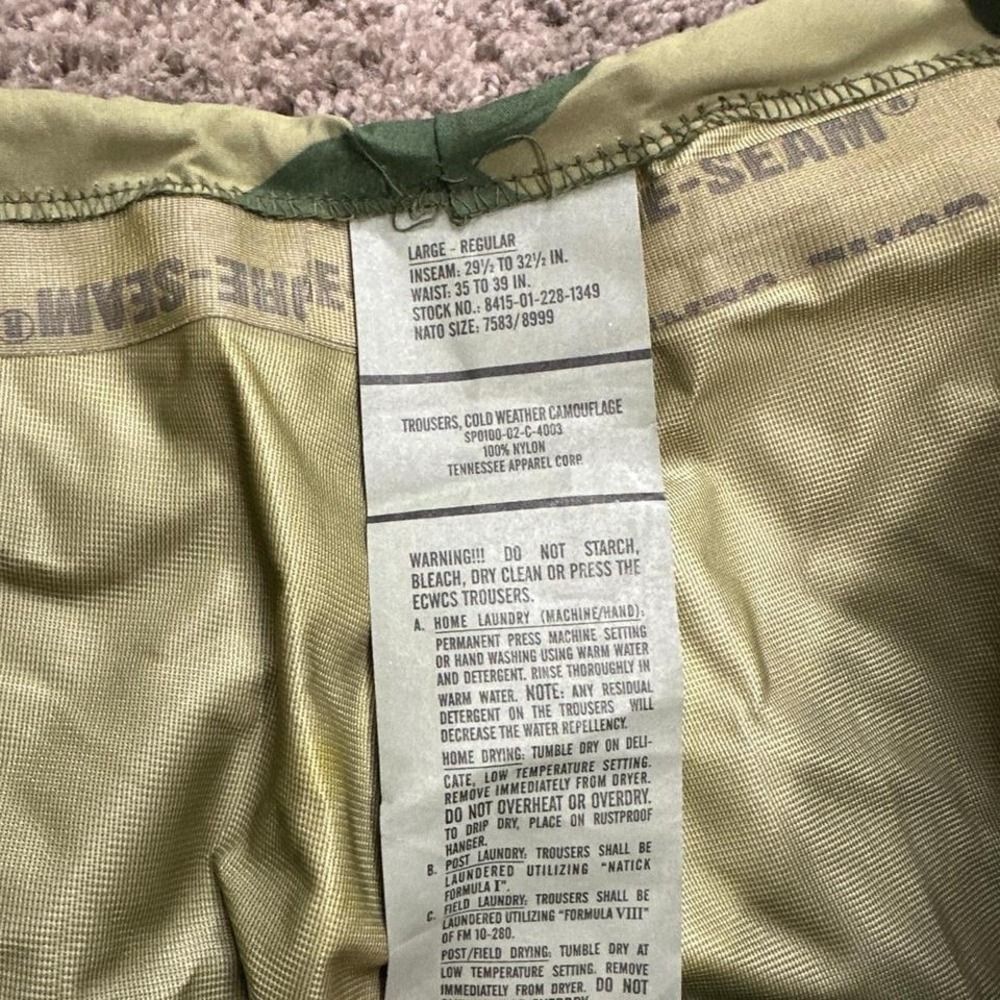 US Military Woodland Camo Extended Cold Weather Trouser Pants Large - Picture 4 of 8